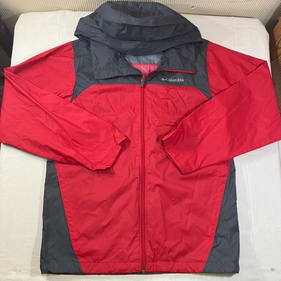 Columbia Other - Columbia Mens S Red Gray Glennaker Lake Rain Jacket Windbreaker Storable Hood